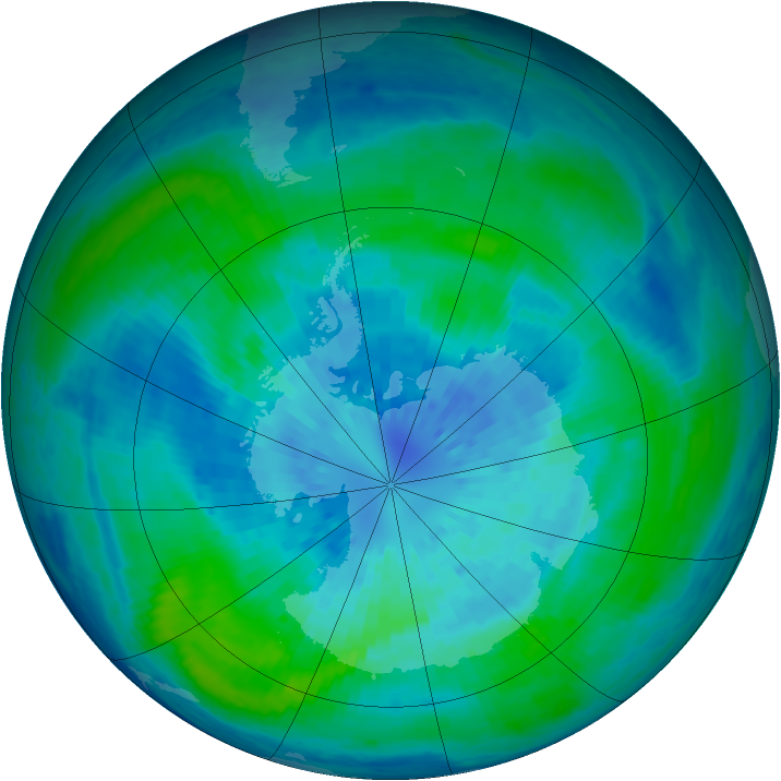Antarctic ozone map for 23 March 2004